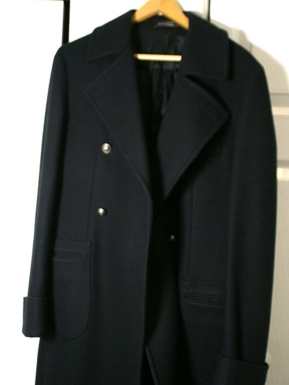 Christopher Bates Black Double Breasted Pea Coat L 5011 in Eu Size 48 (US 16 )